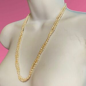 Freshwater Pearls Necklace Double Strand Rice Shaped Gold Tone Slider Clasp 24"
